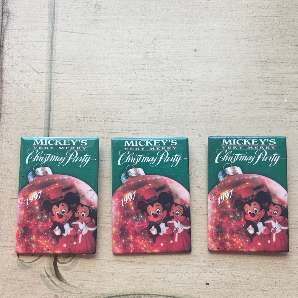 Mickey's Very Merry Christmas Party Pins- Red and Green 1997 I have 3 to sell